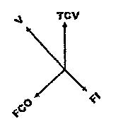 Diagrama de vetores: V para noroeste, TCV para o norte, FCO para sudoeste e FI para sudeste.