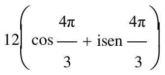Alternativa b: 12(cos 4π/3 + i sen 4π/3)