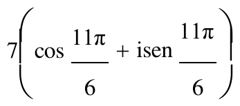 Alternativa c: 7(cos 11π/6 + i sen 11π/6)