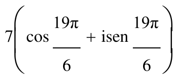 Alternativa d: 7(cos 19π/6 + i sen 19π/6)
