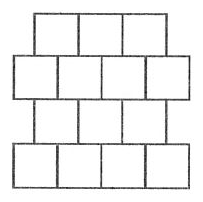 Figura: parede com 14 azulejos em fileiras alternadas desencontradas.