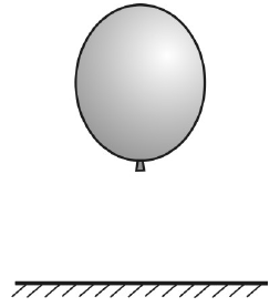 Balão suspenso acima de uma superfície horizontal.